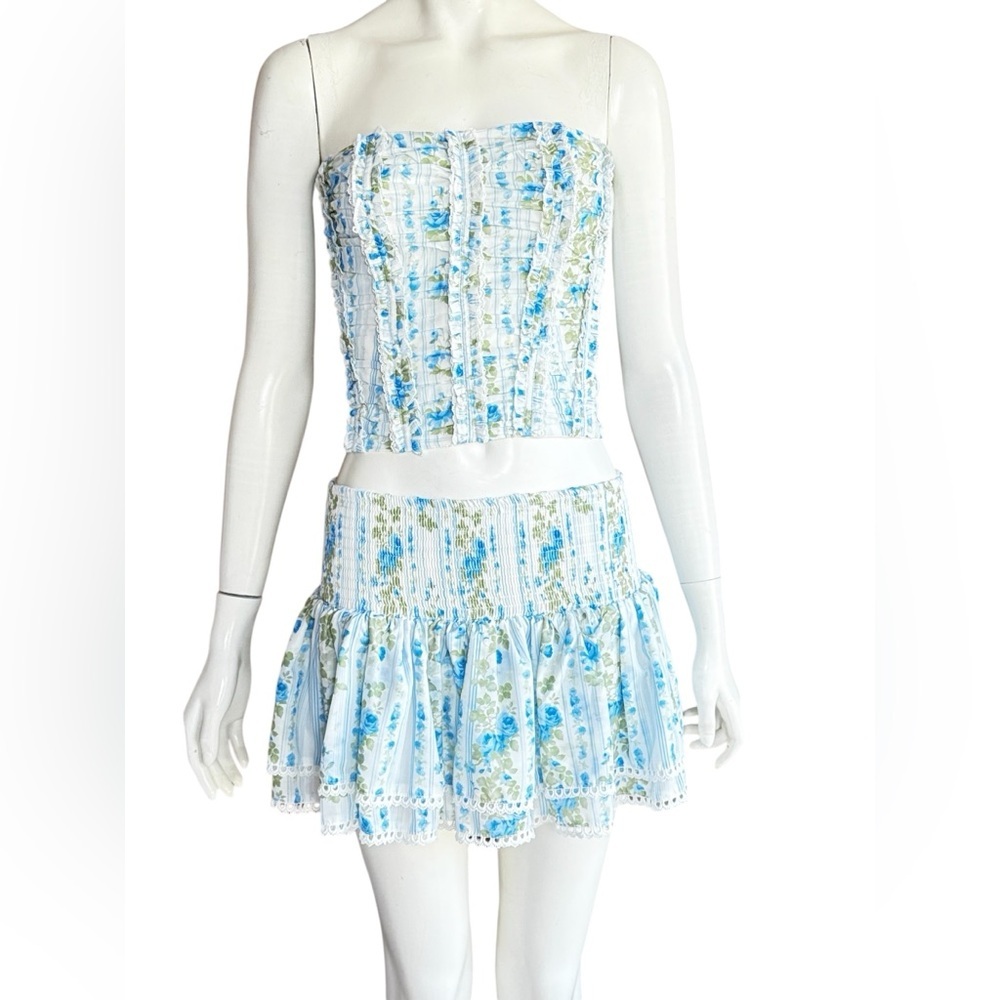 MABLE Coquette Blue Floral Set of blouses and skirt Size Small - Picture 5 of 15